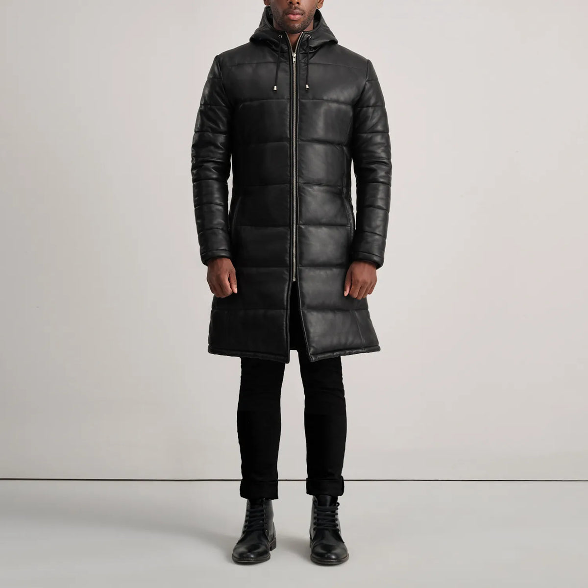 
Floyd Tan Hooded Leather Puffer Coat - عرض جانبي يوضح قَصّة الأكمام المريحة