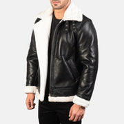 Francis B-3 أسود جاكيت بومبر جلد رجالي – alternate product view 2