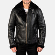 Francis B-3 أسود جاكيت بومبر جلد رجالي – alternate product view 4