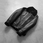 Francis B-3 أسود جاكيت بومبر جلد رجالي – alternate product view 7