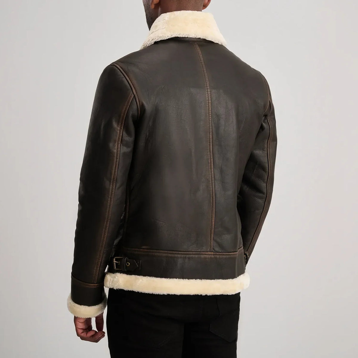 Francis B-3 أسود جاكيت بومبر جلد رجالي – alternate product view 5