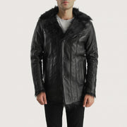 
Furcliff أسود معطف جلد فاخر رجالي in Black Sheepskin Leather - عرض أمامي وقَصّة مفصلة أنيقة | شراء أونلاين عبر المتجر الرسمي