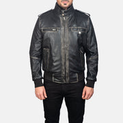
Glen Street أسود جاكيت بومبر جلد رجالي in Black Cowhide Leather - عرض أمامي وقَصّة مفصلة أنيقة | شراء أونلاين عبر المتجر الرسمي