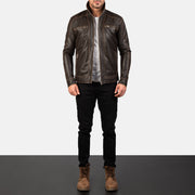 Hudson جاكيت بايكر جلد رجالي – alternate product view 3