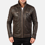 Hudson جاكيت بايكر جلد رجالي – alternate product view 4