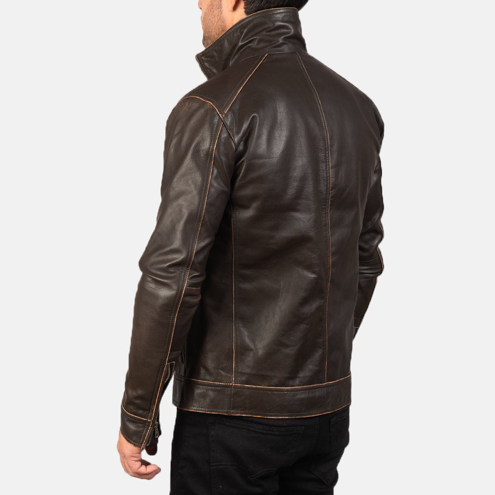Hudson جاكيت بايكر جلد رجالي – alternate product view 5