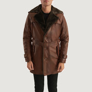 
Hunter Distressed بني Fur معطف جلد فاخر رجالي in Distressed Brown Sheepskin Burnishing - عرض أمامي وقَصّة مفصلة أنيقة | شراء أونلاين عبر المتجر الرسمي