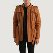 
Hunter بيج تان بني Fur جاكيت جلد رجالي in Tan Brown Sheepskin Leather - عرض أمامي وقَصّة مفصلة أنيقة | شراء أونلاين عبر المتجر الرسمي