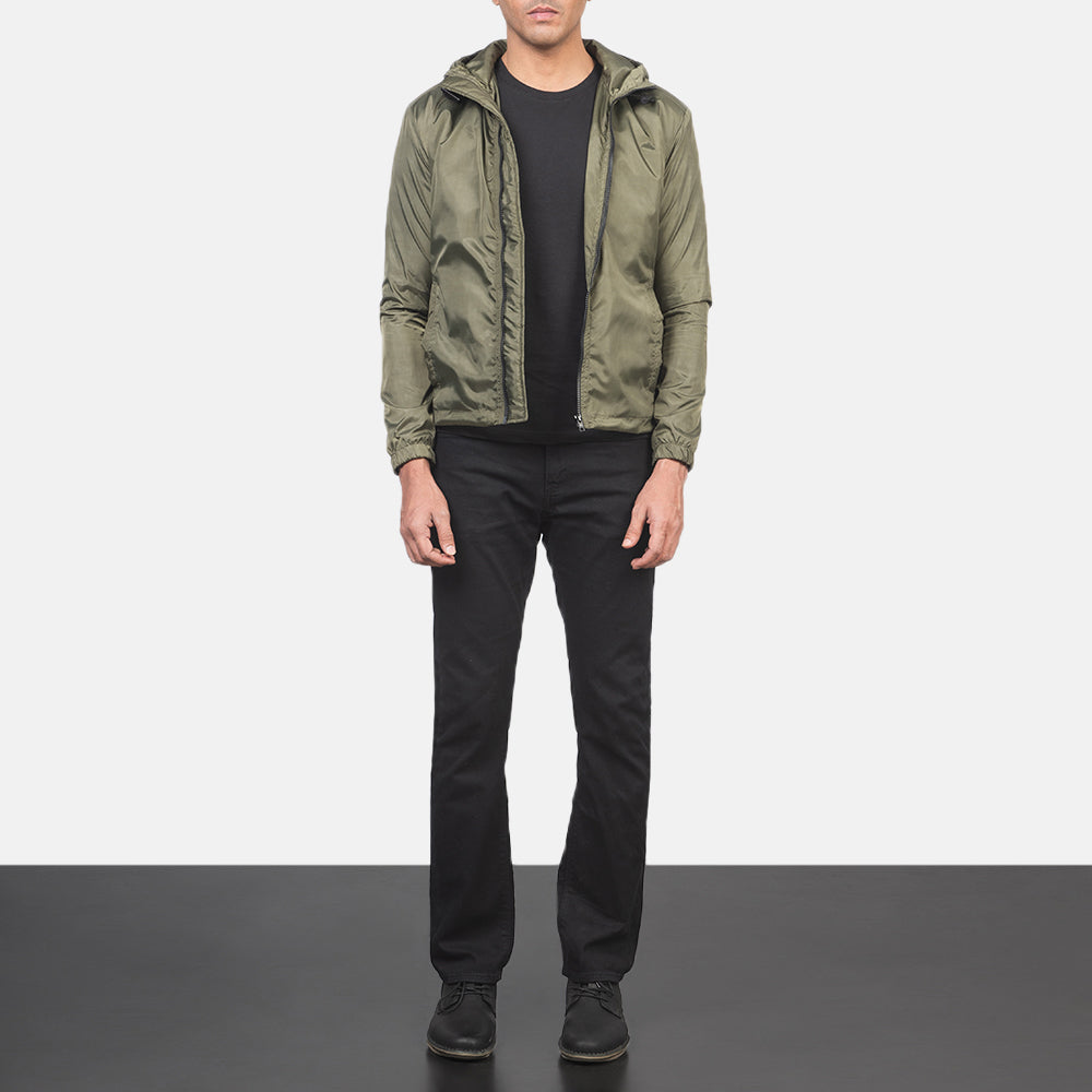 Jimmy Green Hooded Windbreaker Jacket - عرض جانبي يوضح قَصّة الأكمام المريحة