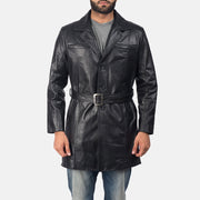 
Jordan أسود معطف جلد فاخر رجالي in Black Cowhide Leather - عرض أمامي وقَصّة مفصلة أنيقة | شراء أونلاين عبر المتجر الرسمي