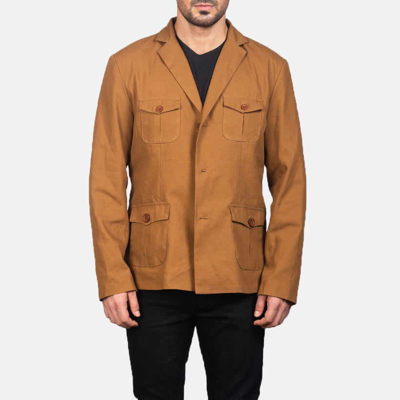 Kajetan Khaki Safari جاكيت جلد رجالي