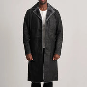 
Kolby Distressed Black Shearling Long Coat in Distressed Black Sheepskin Snuffed - عرض أمامي وقَصّة مفصلة أنيقة | شراء أونلاين عبر المتجر الرسمي