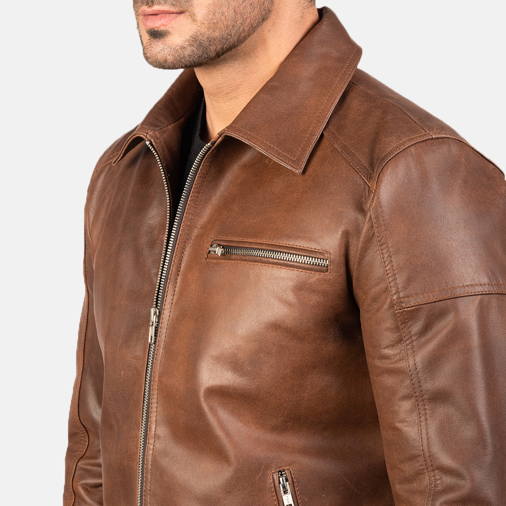 Lavendard جاكيت بايكر جلد رجالي – alternate product view 5