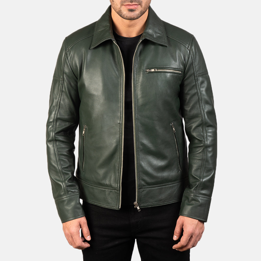 Lavendard جاكيت بايكر جلد رجالي – alternate product view 1