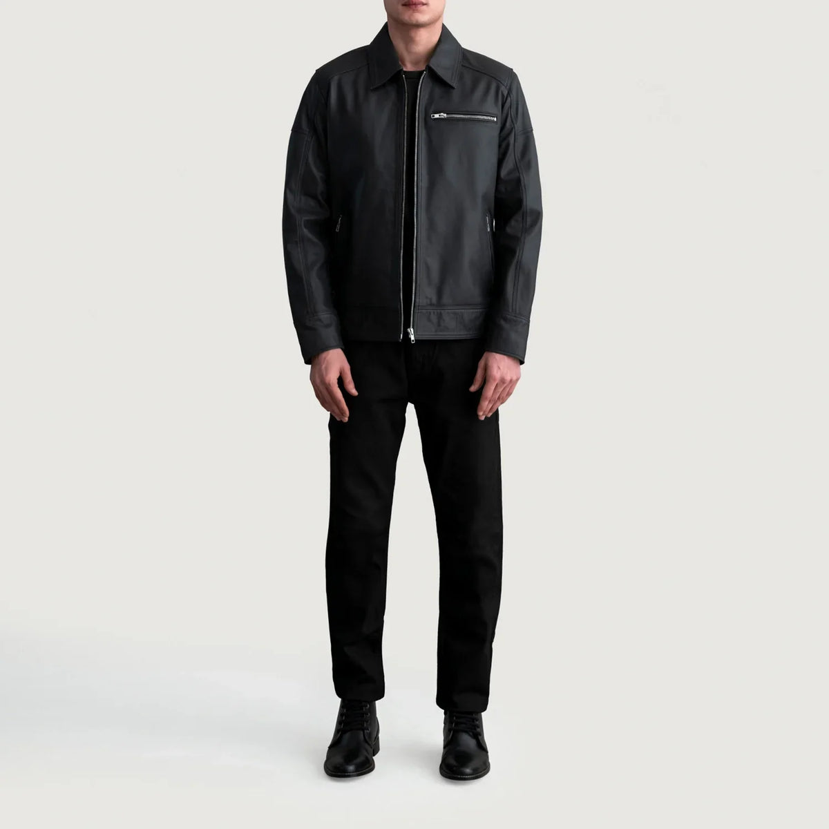 Lavendard جاكيت بايكر جلد رجالي – alternate product view 4