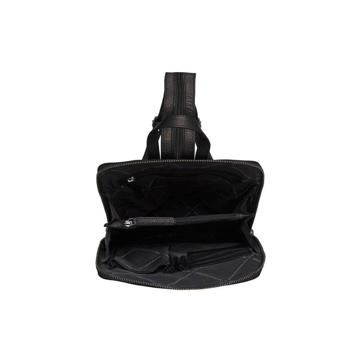 Amanda Full-Grain Leather Backpack نسائي - Structured Side Profile Showing Gusset Depth &amp; Expansion Capacity