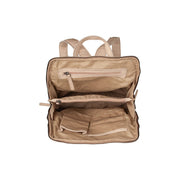 Solid Antique Brass Hardware &amp; Heavy-Duty Dual Zipper Detail on Bern Full-Grain Leather Backpack نسائي