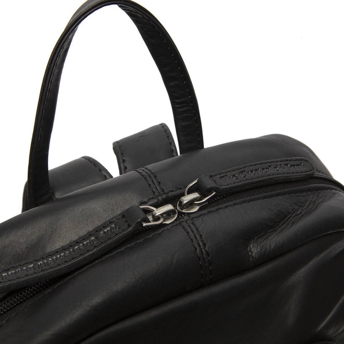 Solid Antique Brass Hardware &amp; Heavy-Duty Dual Zipper Detail on Santana Full-Grain Leather Backpack نسائي