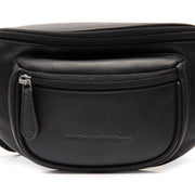 Vernio Full-Grain Leather Belt Bag نسائي - Structured Side Profile Showing Gusset Depth &amp; Expansion Capacity