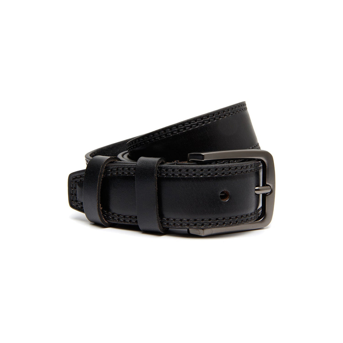 Manovo Full-Grain Leather Belt رجالي in Classic 100% Full-Grain Leather - Full Exterior Front Profile View | Buy Online