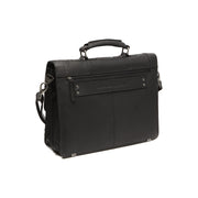 Solid Antique Brass Hardware &amp; Heavy-Duty Dual Zipper Detail on Stuttgart Full-Grain Leather Briefcase نسائي