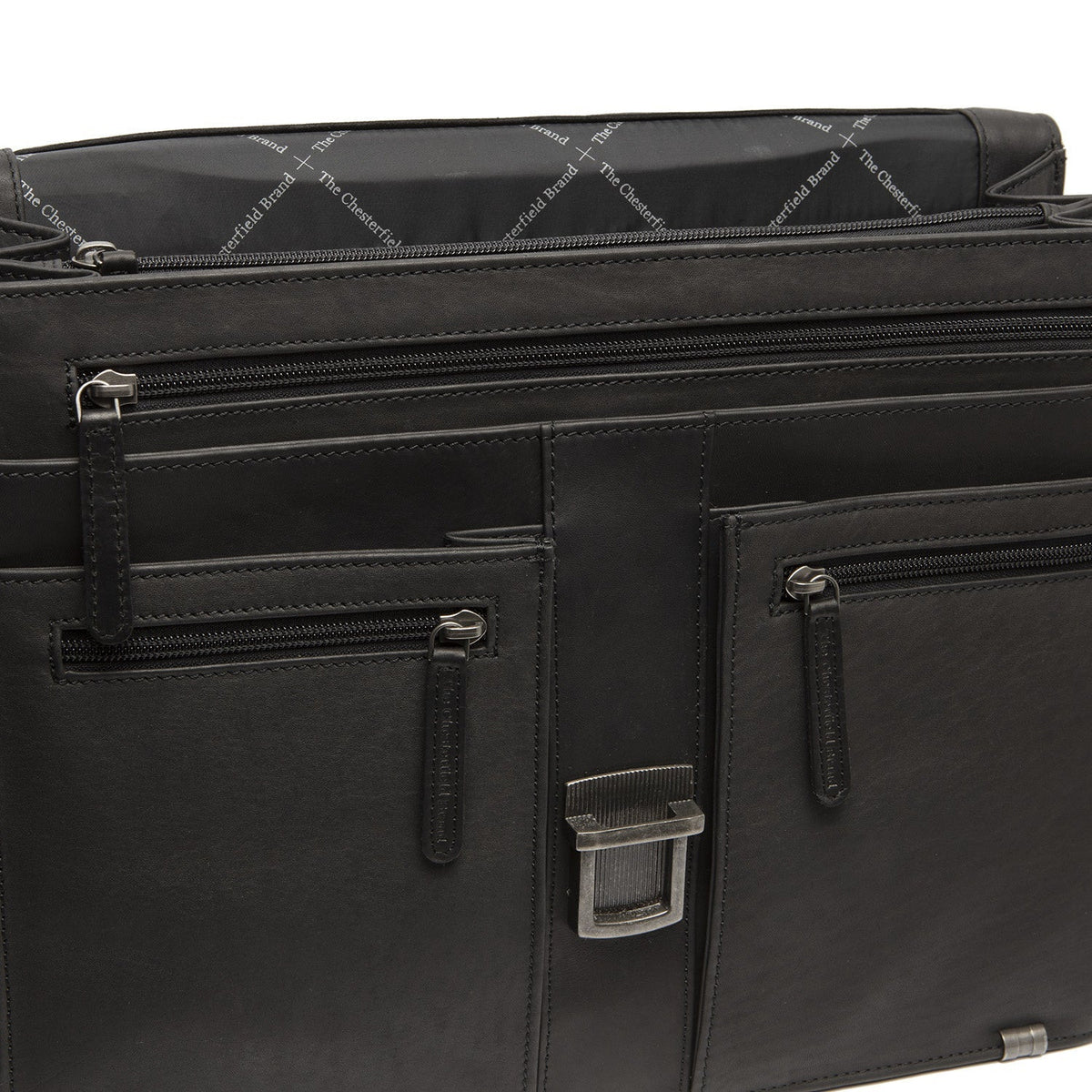 Stuttgart Full-Grain Leather Briefcase نسائي - Structured Side Profile Showing Gusset Depth &amp; Expansion Capacity