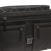 Stuttgart Full-Grain Leather Briefcase نسائي - Structured Side Profile Showing Gusset Depth &amp; Expansion Capacity