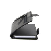 Solid Antique Brass Hardware &amp; Heavy-Duty Dual Zipper Detail on Baldwin Full-Grain Leather Card Holder نسائي