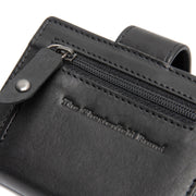 Solid Antique Brass Hardware &amp; Heavy-Duty Dual Zipper Detail on Barrea Full-Grain Leather Card Holder نسائي