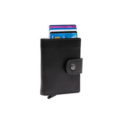 Barrea Full-Grain Leather Card Holder in Classic 100% Full-Grain Leather - Full Exterior Front Profile View | Buy Online