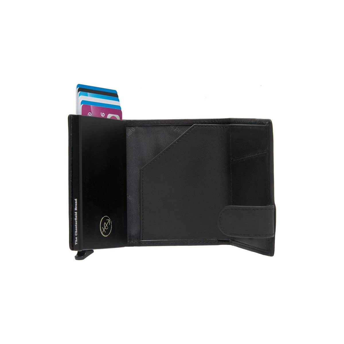 Classic 100% Full-Grain Leather Card Holder - عرض خلفي يوضح أحزمة الجلد المقواة والخياطة المتقنة
