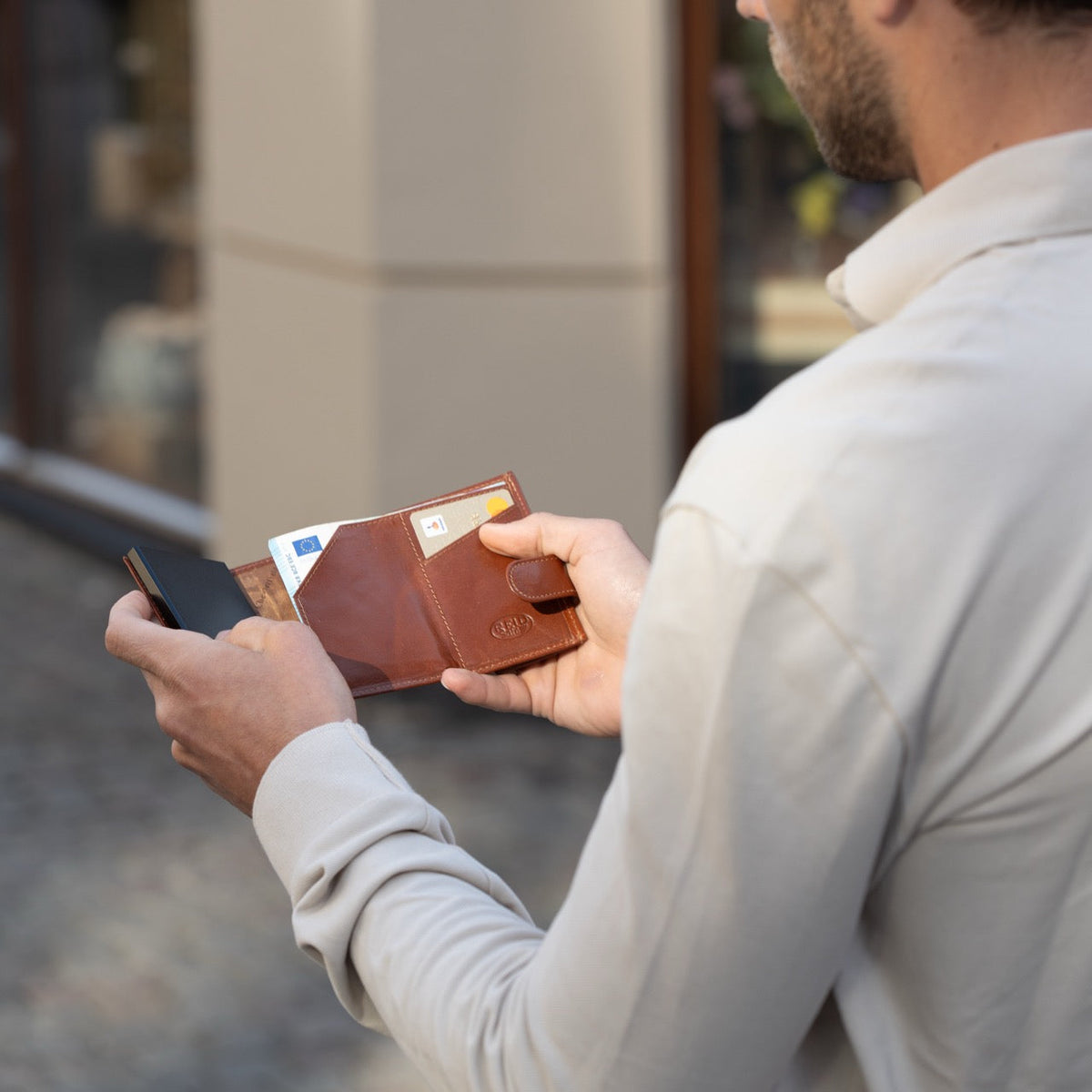 Portland Full-Grain Leather Card Holder نسائي – alternate product view 3