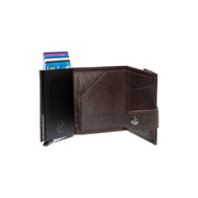Varrano Full-Grain Leather Card Holder نسائي - Structured Side Profile Showing Gusset Depth &amp; Expansion Capacity
