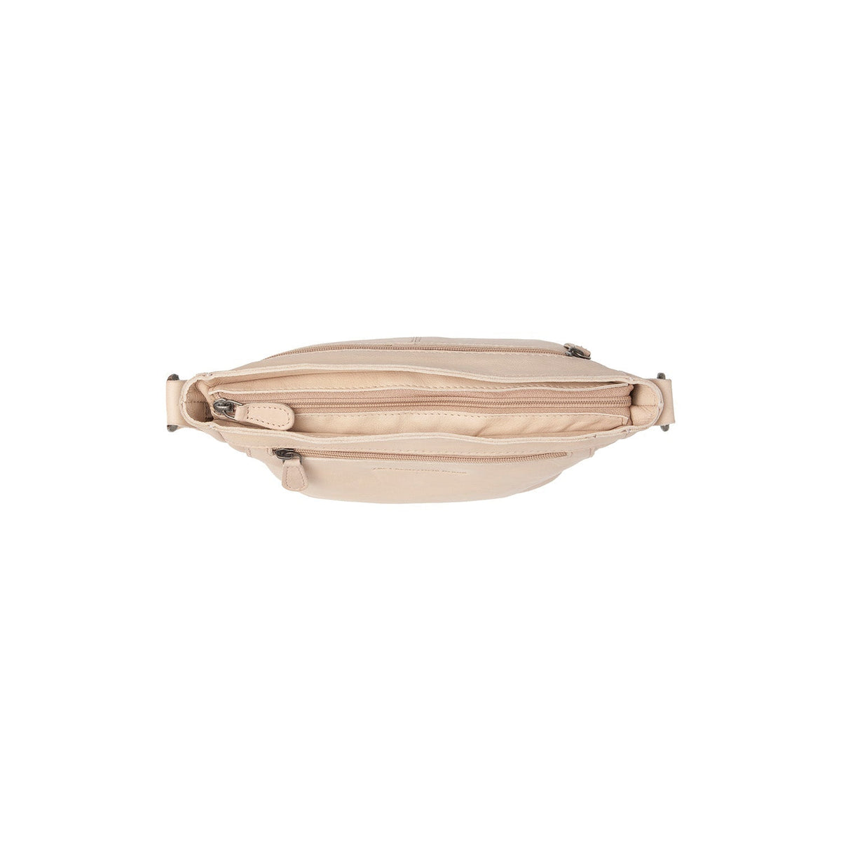 
Solid Antique Brass Hardware & Heavy-Duty Dual Zipper Detail on Aston حقيبة كروس جلدية