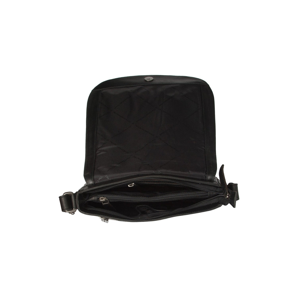 Everglades Full-Grain Leather Crossbody Bag نسائي - Structured Side Profile Showing Gusset Depth &amp; Expansion Capacity