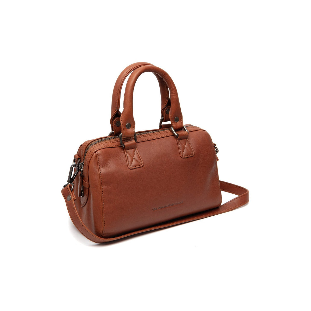 Tailored Rib Cuffs &amp; Hem Craftsmanship Construction Detail on Dalford Full-Grain Leather Handbag نسائي