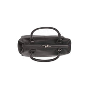 Close-Up Detail of Classic Collar &amp; Heavy-Duty Zipper Hardware on Dorin Full-Grain Leather Handbag نسائي