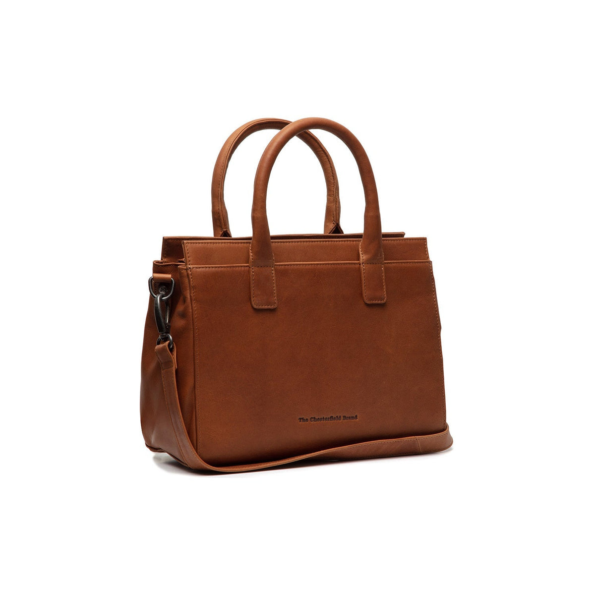 Styled Fit Perspective of Garda Full-Grain Leather Handbag نسائي on Model - Natural Daylight Drape