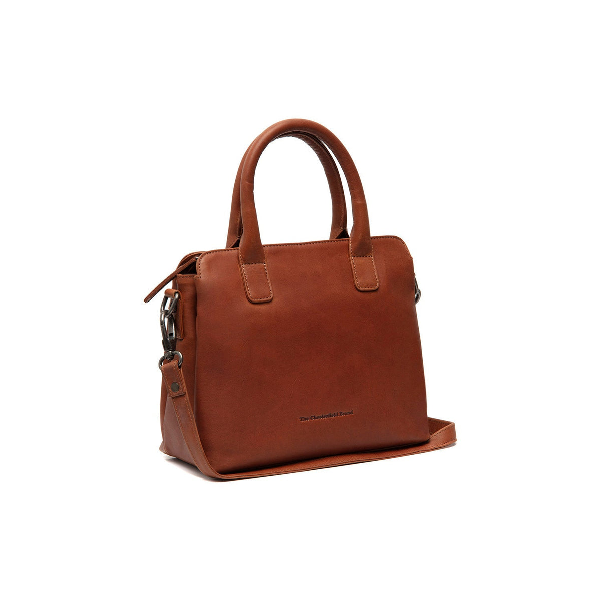 Tailored Rib Cuffs &amp; Hem Craftsmanship Construction Detail on Hermosa Full-Grain Leather Handbag نسائي