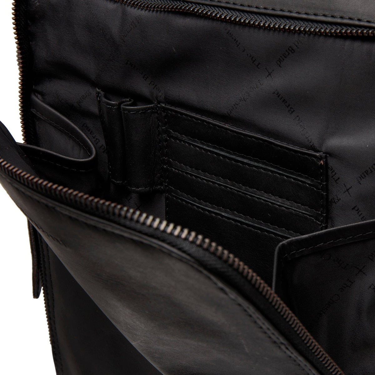 Solid Antique Brass Hardware &amp; Heavy-Duty Dual Zipper Detail on Jasper Full-Grain Leather Laptop Backpack نسائي