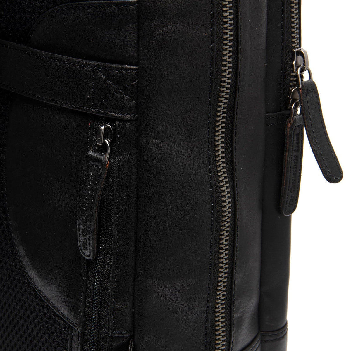 Solid Antique Brass Hardware &amp; Heavy-Duty Dual Zipper Detail on Nicola Full-Grain Leather Laptop Backpack نسائي