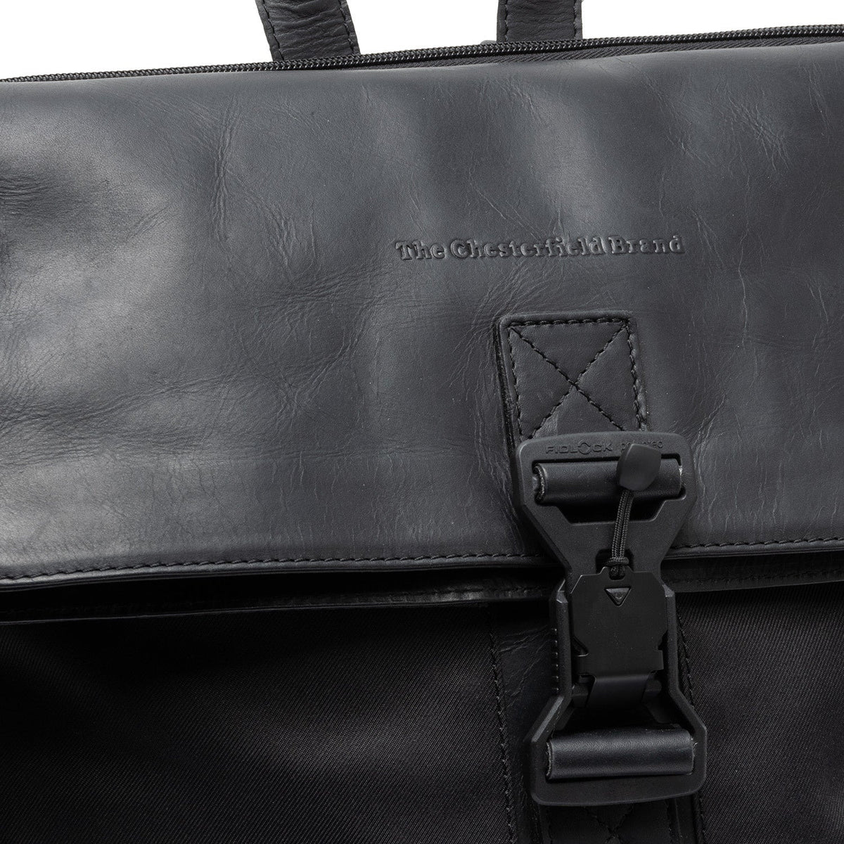 Solid Antique Brass Hardware &amp; Heavy-Duty Dual Zipper Detail on Trondheim Full-Grain Leather Laptop Backpack نسائي