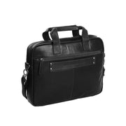 Solid Antique Brass Hardware &amp; Heavy-Duty Dual Zipper Detail on Calvi Full-Grain Leather Laptop Bag نسائي
