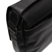Solid Antique Brass Hardware &amp; Heavy-Duty Dual Zipper Detail on Richard Full-Grain Leather Laptop Bag رجالي