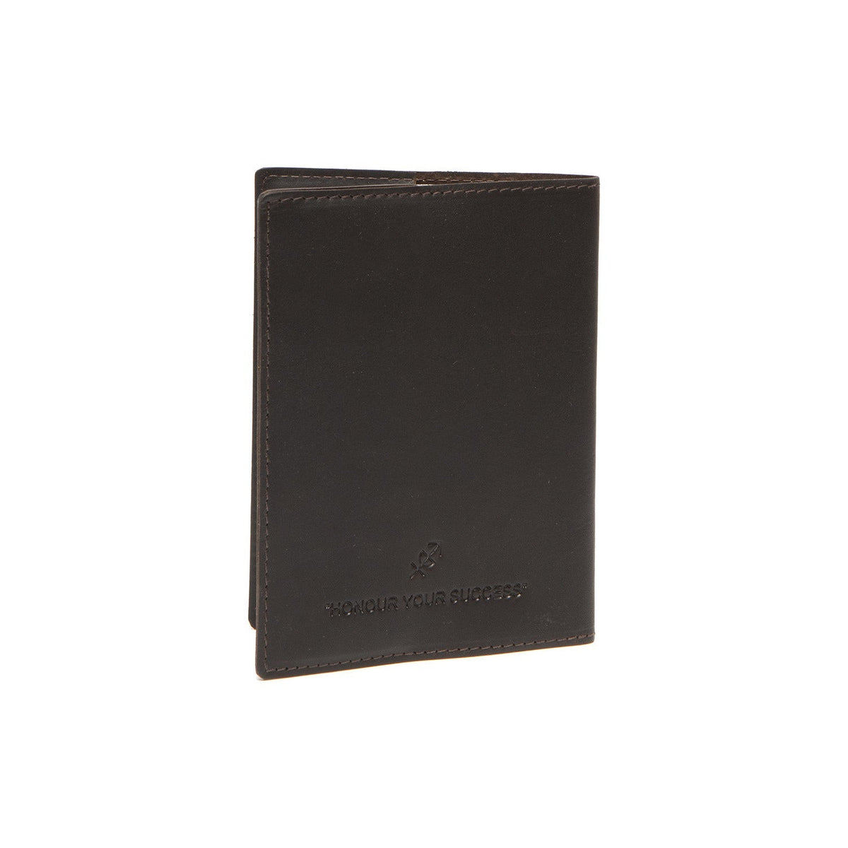 Styled Fit Perspective of Leather Passport Case نسائي on Model - Natural Daylight Drape