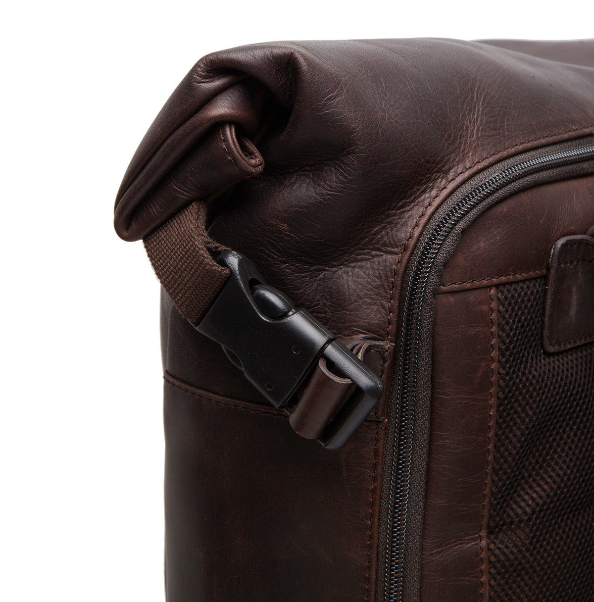 Liverpool Full-Grain Leather Roll-top Backpack نسائي – alternate product view 3