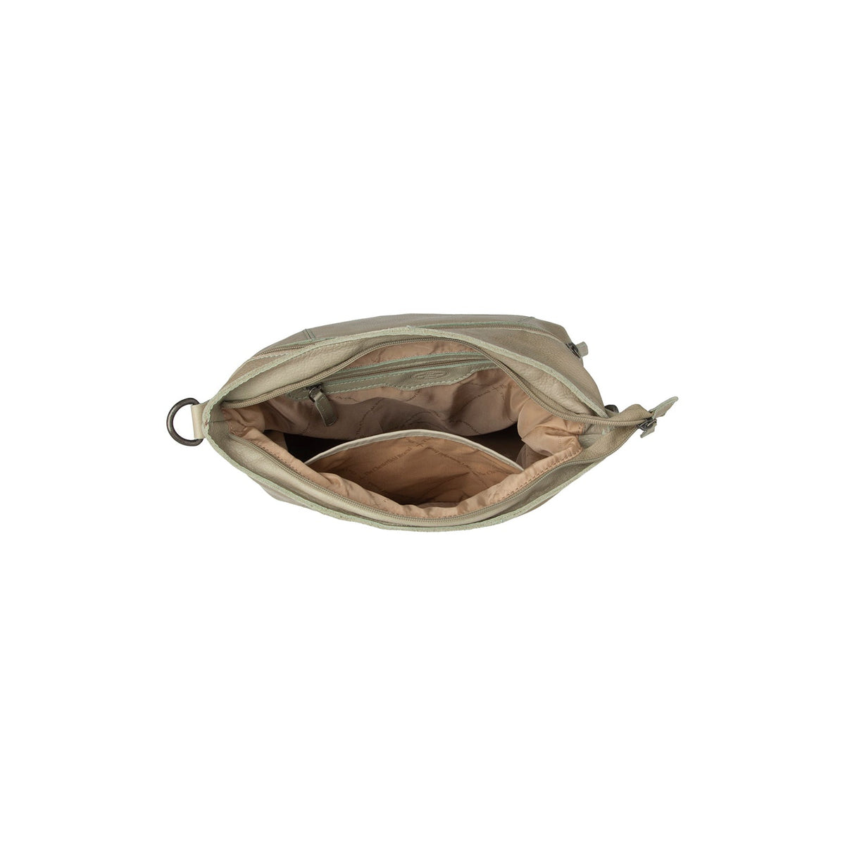 
Solid Antique Brass Hardware & Heavy-Duty Dual Zipper Detail on Sintra حقيبة كتف جلدية