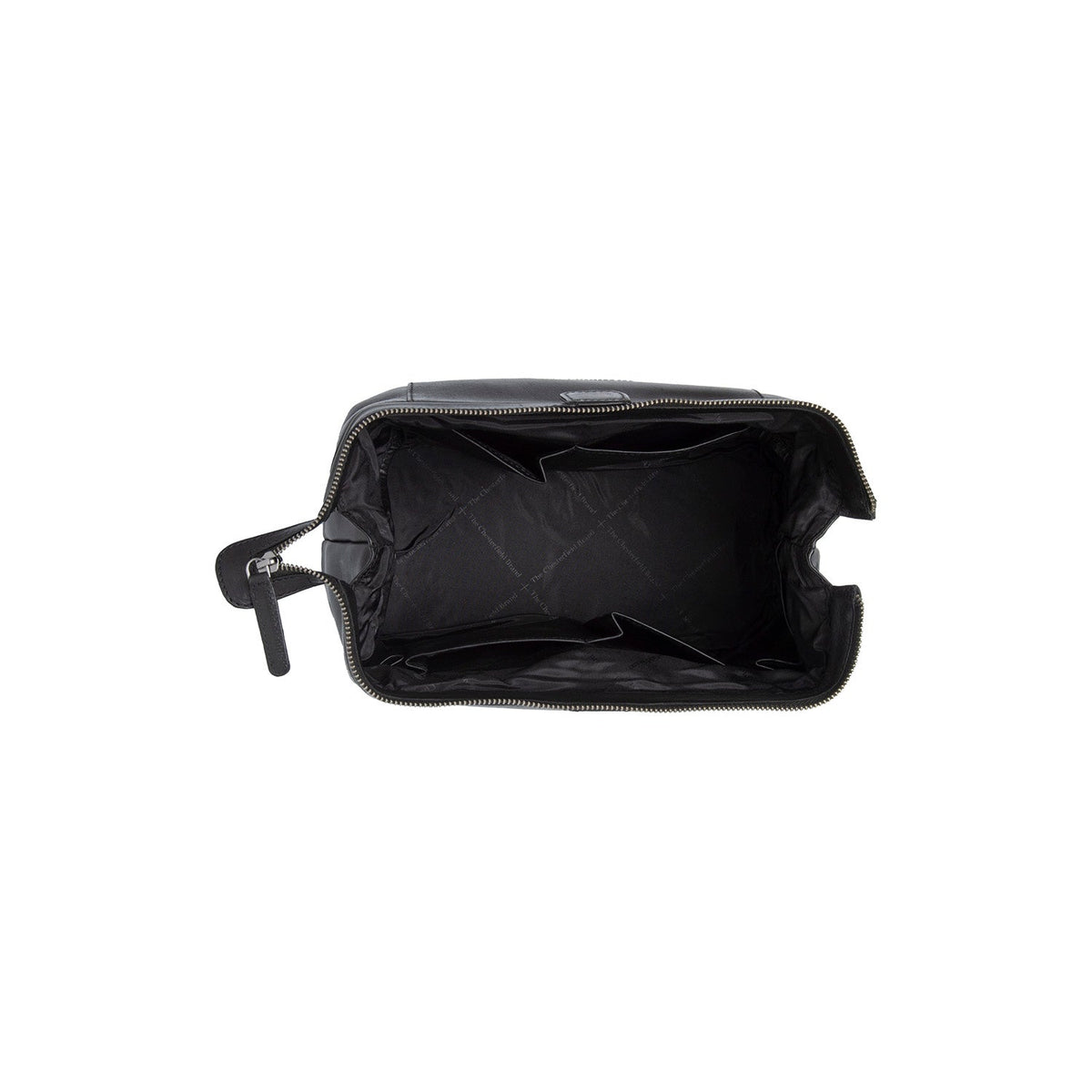 Close-Up Detail of Classic Collar &amp; Heavy-Duty Zipper Hardware on Biassa Full-Grain Leather Toiletry Bag نسائي