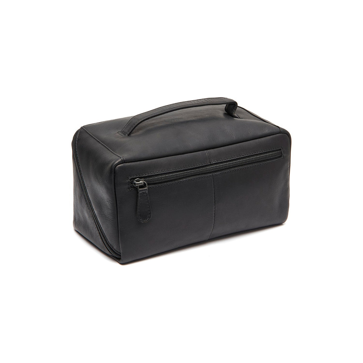 Tailored Rib Cuffs &amp; Hem Craftsmanship Construction Detail on Trevia Full-Grain Leather Toiletry Bag نسائي