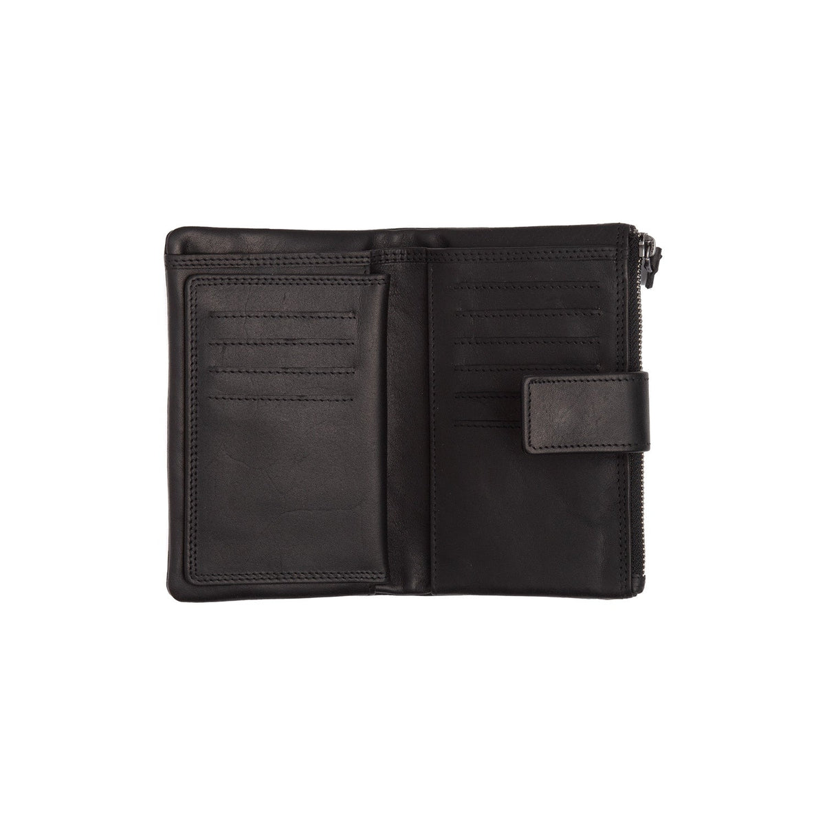 Landau Full-Grain Leather Wallet نسائي - Structured Side Profile Showing Gusset Depth &amp; Expansion Capacity